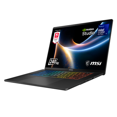 MSI - Stealth 16 AI+ 16" 2.5K 240Hz OLED Gaming Laptop Intel Core U9-386H - NVIDIA GeForce RTX 5080 - 32GB Memory -2TB Storage - Charcoal Black